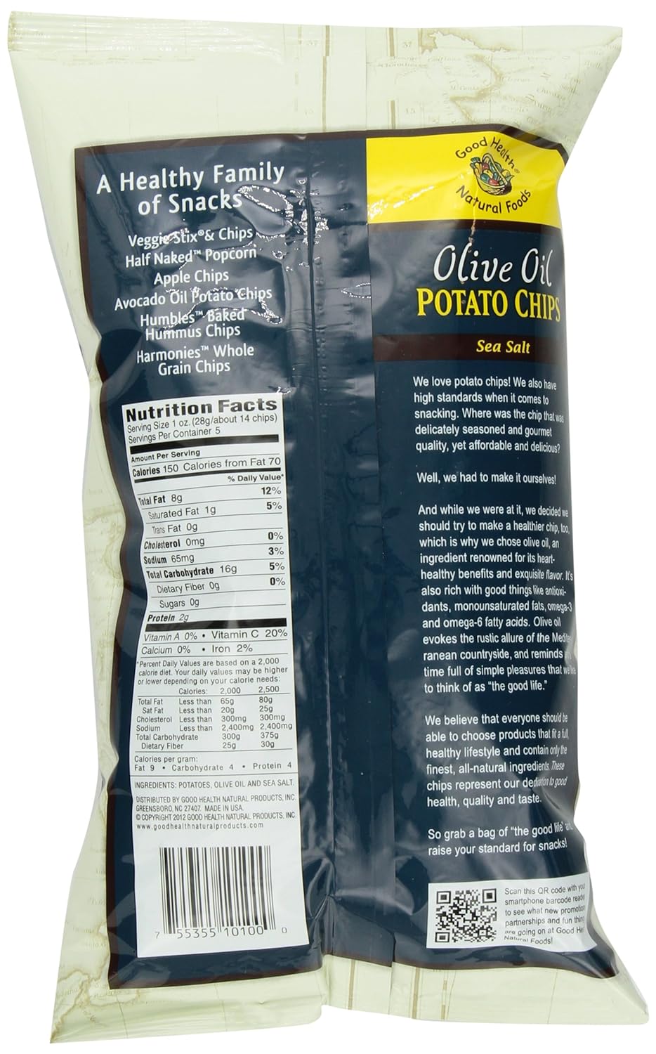 Good Health Kettle Style Potato Chips, Olive Oil & Sea Salt, 5 oz. Bag, 12 Pack – Gluten Free, Crunchy Chips Cooked in 100% Olive Oil, Great for Lunches or Snacking on the Go1