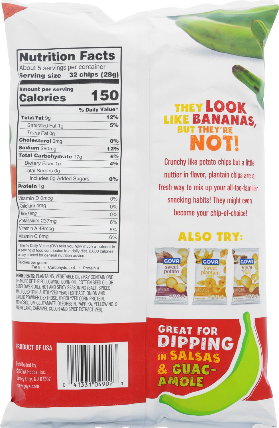 Goya Foods Plantain Chips, Hot & Spicy, 5 Ounce (Pack of 12)6