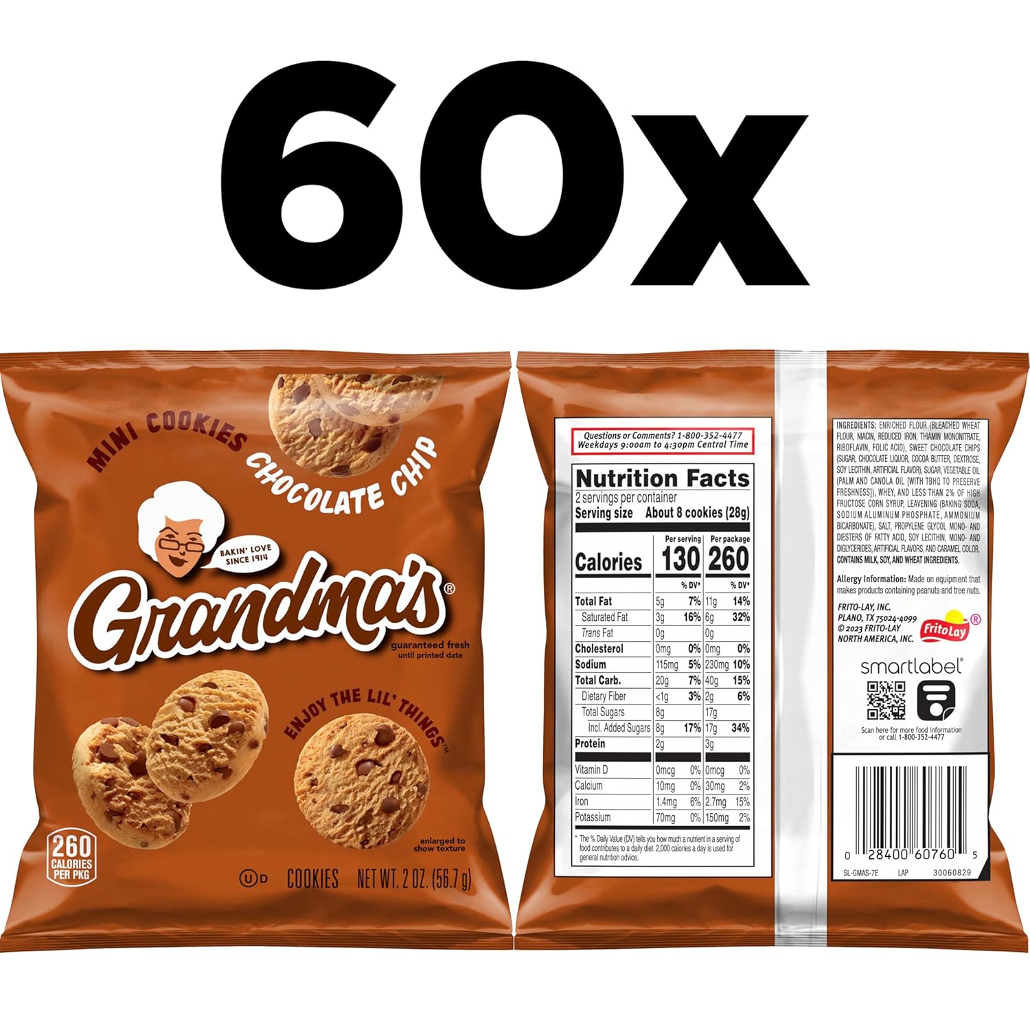 Grandma's Cookies, Mini Chocolate Chip, 2 Ounce (Pack of 60)1