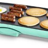 GreenLife 20” Extra Large Electric Griddle, Non-Toxic PFAS & PFOA-Free Ceramic Nonstick, Temperature Control, Quick Even Heating, Removable Drip Tray, Pancakes, Eggs, Sausage, Easy Clean, Turquoise
