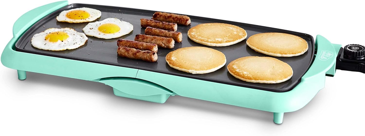 GreenLife 20” Extra Large Electric Griddle, Non-Toxic PFAS & PFOA-Free Ceramic Nonstick, Temperature Control, Quick Even Heating, Removable Drip Tray, Pancakes, Eggs, Sausage, Easy Clean, Turquoise GreenLife 20” Extra Large Electric Griddle, Non-Toxic PFAS & PFOA-Free Ceramic Nonstick, Temperature Control, Quick Even Heating, Removable Drip Tray, Pancakes, Eggs, Sausage, Easy Clean, Turquoise