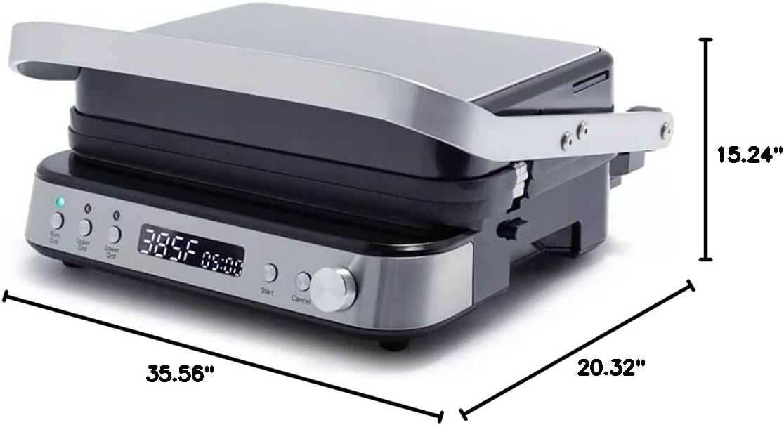 GreenPan Electric Indoor Stainless Steel 6-in-1 Contact Grill and Griddle, Healthy Ceramic Nonstick, Dishwasher Safe Reversible Plates, PFAS-Free`3