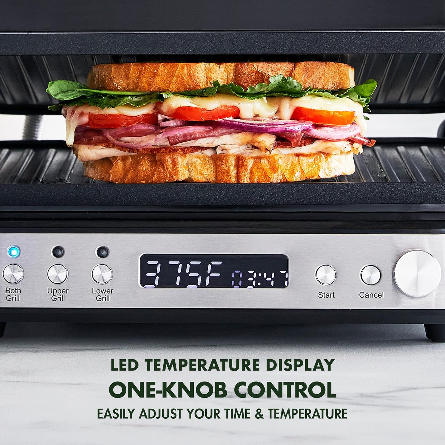 GreenPan Electric Indoor Stainless Steel 6-in-1 Contact Grill and Griddle, Healthy Ceramic Nonstick, Dishwasher Safe Reversible Plates, PFAS-Free8