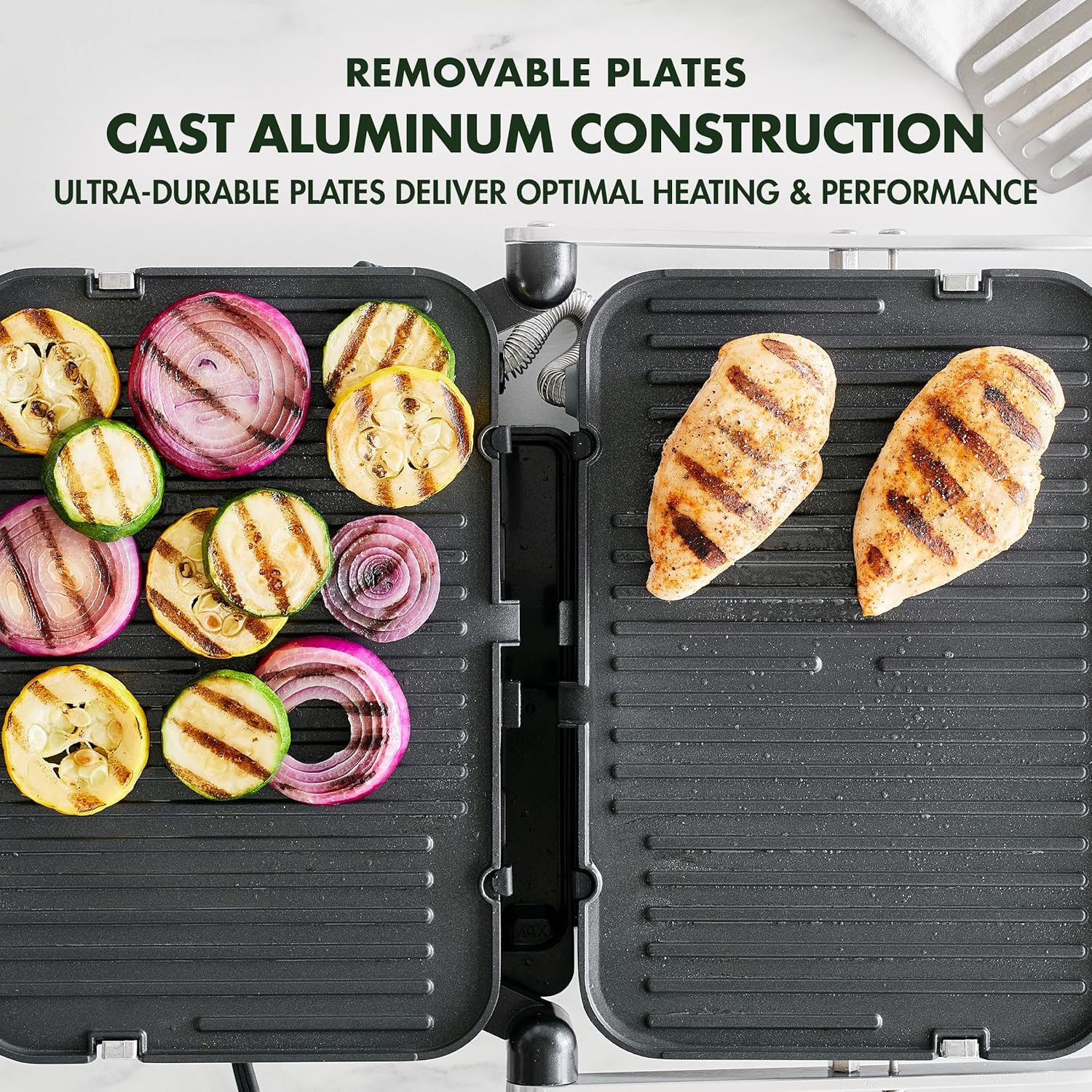 GreenPan Electric Indoor Stainless Steel 6-in-1 Contact Grill and Griddle, Healthy Ceramic Nonstick, Dishwasher Safe Reversible Plates, PFAS-Free9