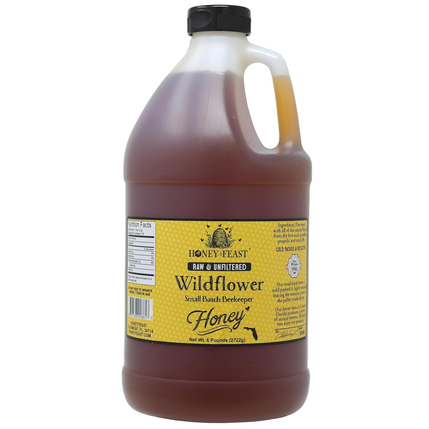 HONEY FEAST Wildflower Honey - 6 Pounds (1 2 Gallon) Bulk Honey, All Natural, Unfiltered, Unheated Honey, Perfect for Sweetening & Baking HONEY FEAST Wildflower Honey - 6 Pounds (1/2 Gallon) Bulk Honey, All Natural, Unfiltered, Unheated Honey, Perfect for Sweetening & Baking