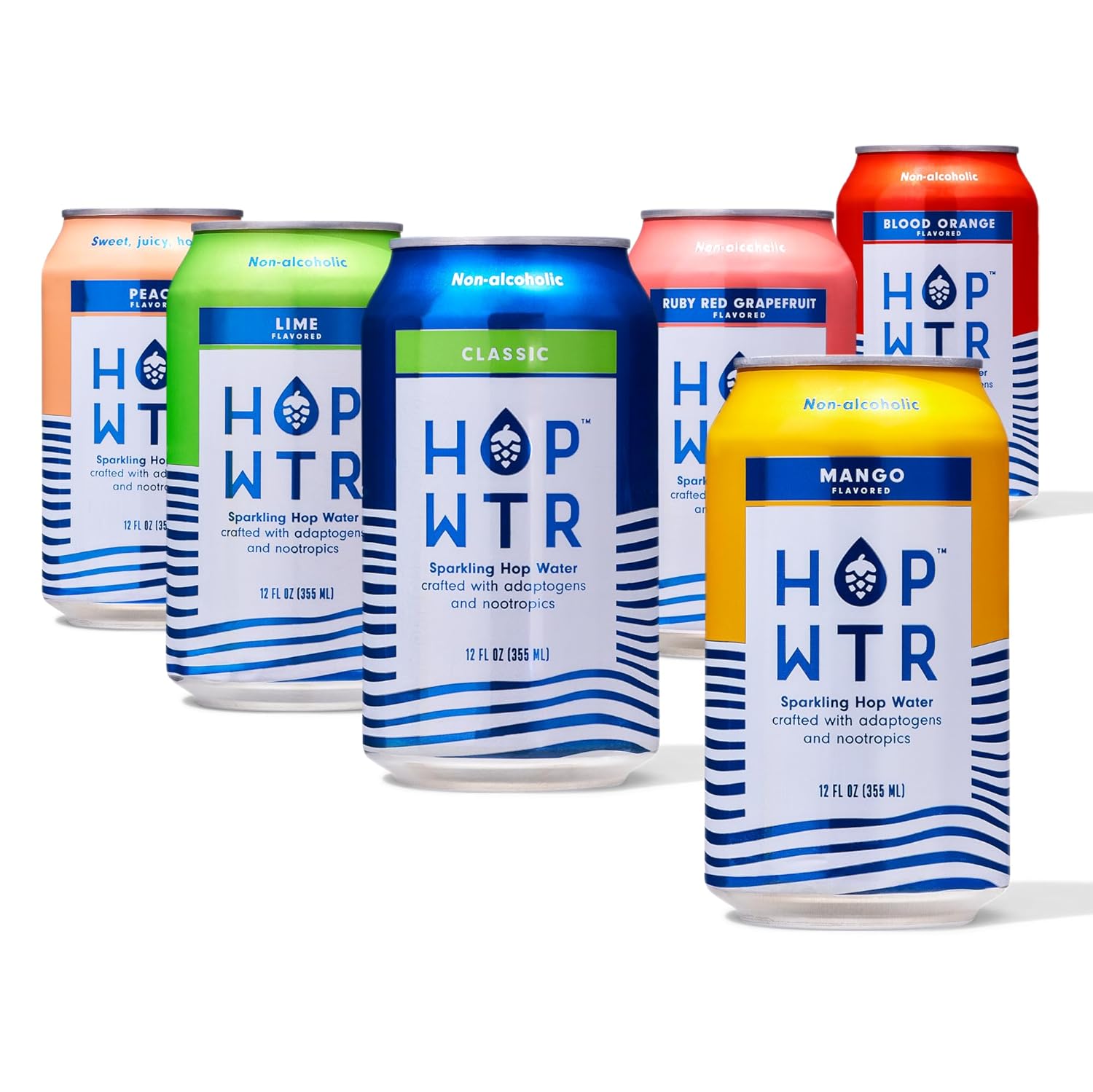 HOP WTR - Sparkling Hop Water - Variety Party Pack (12 Pack) - NA Beer, No Calories or Sugar, Low Carb, With Adaptogens and Nootropics for Added Benefits (12 oz Cans) HOP WTR - Sparkling Hop Water - Variety Party Pack (12 Pack)