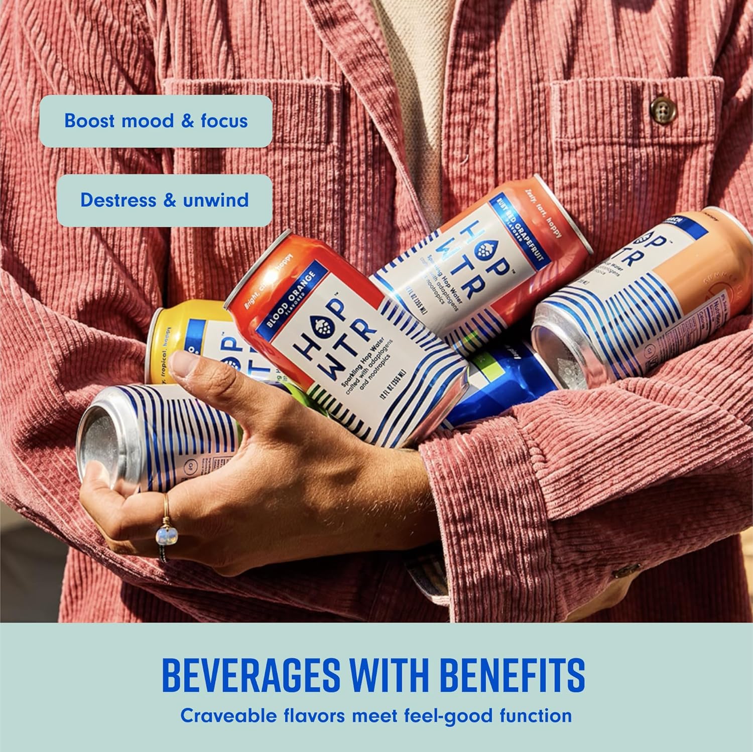 HOP WTR - Sparkling Hop Water - Variety Party Pack (12 Pack) - NA Beer, No Calories or Sugar, Low Carb, With Adaptogens and Nootropics for Added Benefits (12 oz Cans)4