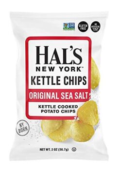 Hal's New York Kettle Cooked Gluten Free Original Sea Salt Salted Potato Chip Crisps, 2 Oz (Pack of 24)