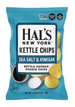 Hal's New York Kettle Cooked Gluten Free Sea Salt & Vinegar Flavored Potato Chip Crisps, 2 Oz (Pack of 24)