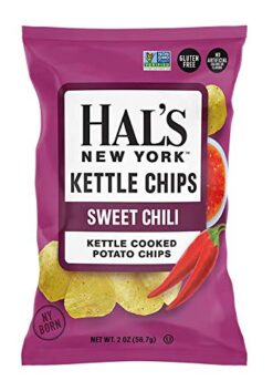 Hal's New York Kettle Cooked Gluten Free Sweet Chili Flavored Potato Chip Crisps, 2 Oz (Pack of 24)
