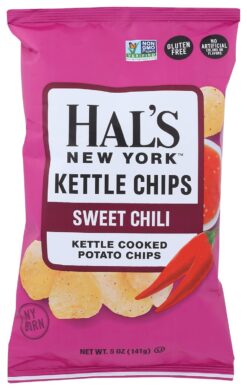 Hal's New York Kettle Cooked Potato Chips, Gluten Free, Sweet Chili, 5 oz Bag (Pack of 12)