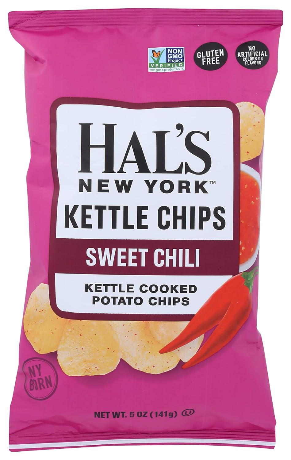 Hal's New York Kettle Cooked Potato Chips, Gluten Free, Sweet Chili, 5 oz Bag (Pack of 12) Hal's New York Kettle Cooked Potato Chips, Gluten Free, Sweet Chili, 5 oz Bag (Pack of 12)