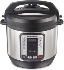 Hamilton Beach 12-in-1 Electric Pressure Cooker with True Slow Cook Technology, Sautés, Browns, Steams, Rice Function, Egg and More, 8 Quart Capacity, Stainless Steel (34508)
