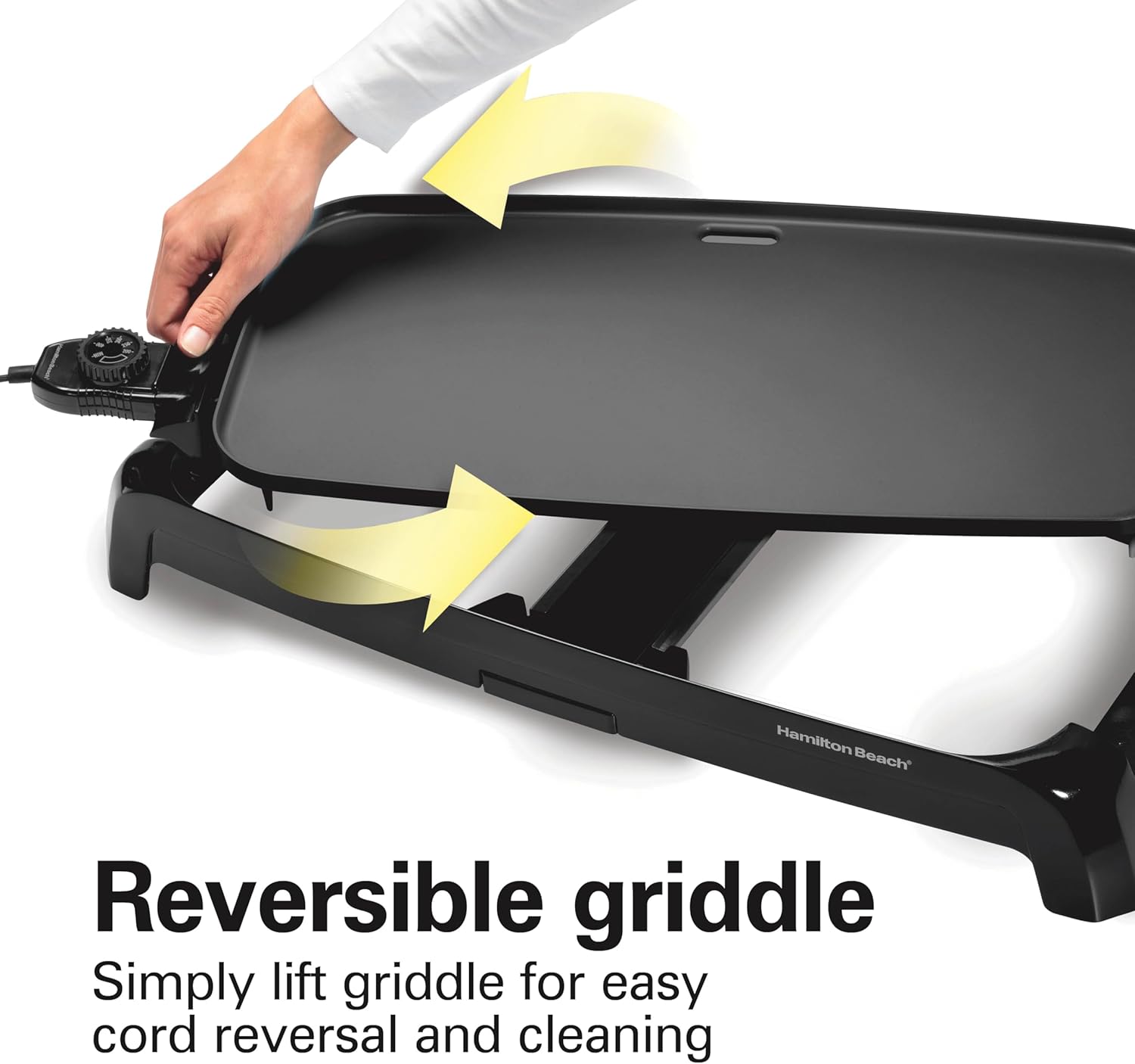 Hamilton Beach 200 Sq. In. Electric Griddle With Adjustable Temperature for 200 to 400 degrees, PTFE & PFOA Free Durathon Ceramic Reversible Nonstick Surface, Black (38522)8