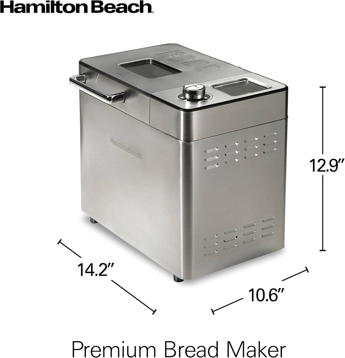 Hamilton Beach 29890 Premium Dough & Bread Maker Machine with Auto Fruit and Nut Dispenser, 2 lb. Loaf Capacity, 21 Programmable Settings Includes Gluten Free+Keto, Stainless Steel11