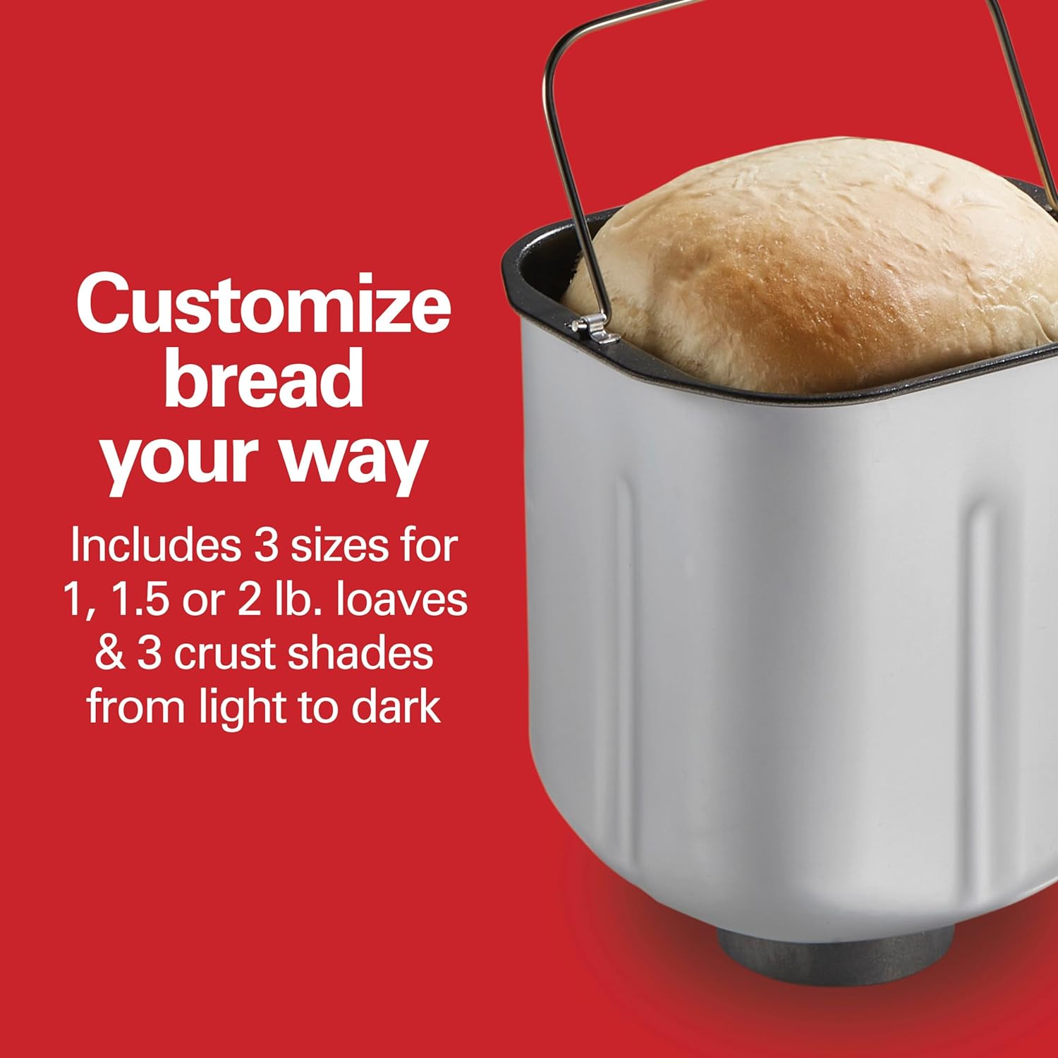Hamilton Beach Digital Electric Bread Maker Machine Artisan and Gluten-Free, 2 lbs Capacity, 14 Settings, White and Stainless Steel (29987)4