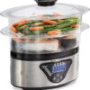 Hamilton Beach Digital Electric Food Steamer & Rice Cooker for Quick, Healthy Cooking for Vegetables and Seafood, Stackable Two-Tier Bowls, 5.5 Quart, Black & Stainless Steel