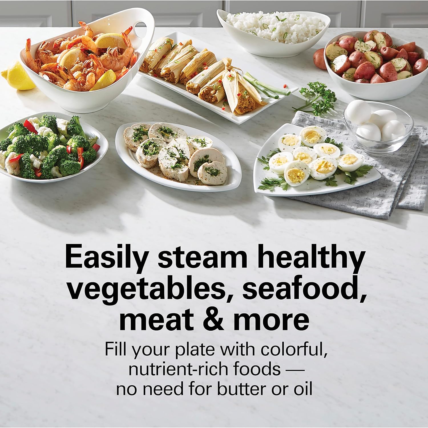 Hamilton Beach Digital Electric Food Steamer & Rice Cooker for Quick, Healthy Cooking with Stackable Three-Tier Bowls for Vegetables and Seafood, 8.25 Quart, Black & Stainless Steel1