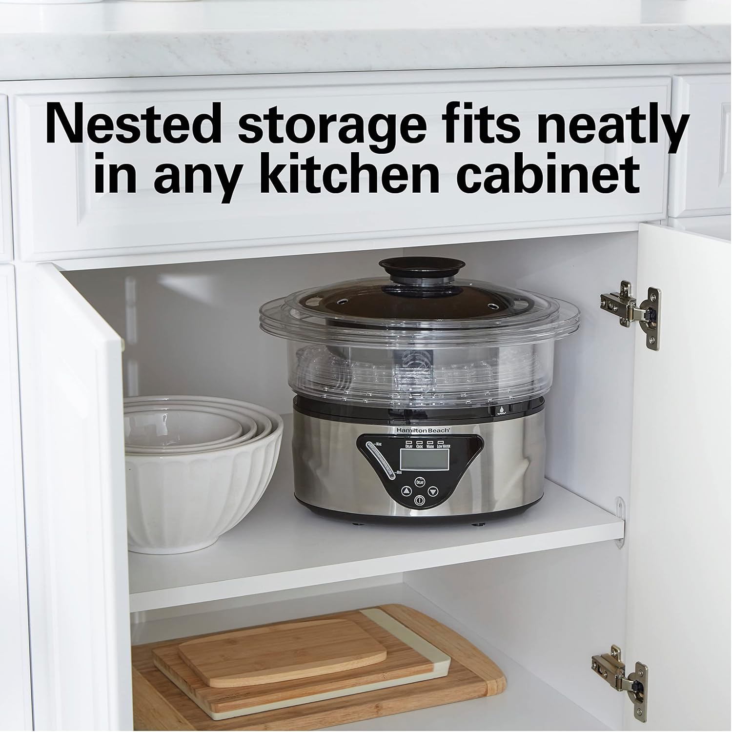 Hamilton Beach Digital Electric Food Steamer & Rice Cooker for Quick, Healthy Cooking with Stackable Three-Tier Bowls for Vegetables and Seafood, 8.25 Quart, Black & Stainless Steel6
