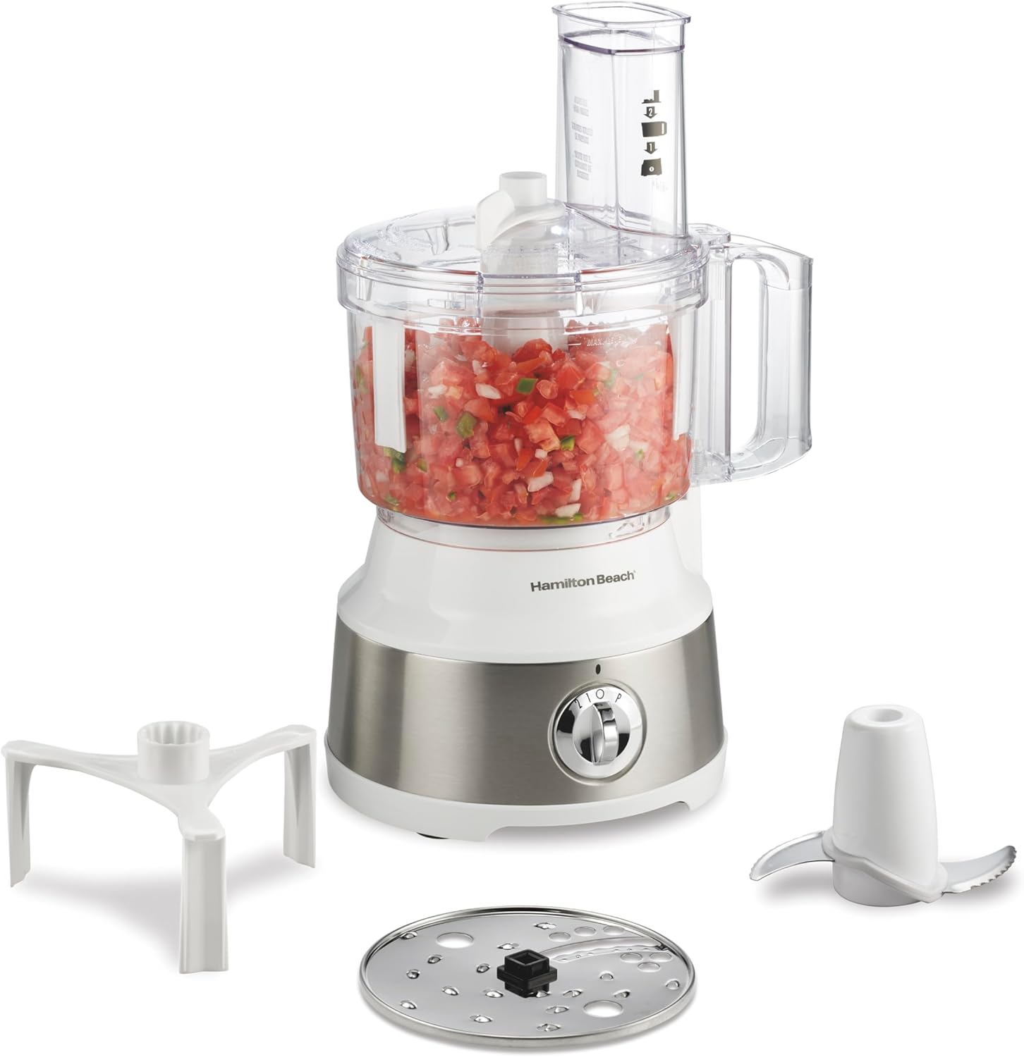 Hamilton Beach Food Processor & Vegetable Chopper for Slicing, Shredding, Mincing, and Puree, 10 Cups + Easy Clean Bowl Scraper, White and Stainless Steel (70733) Hamilton Beach Food Processor & Vegetable Chopper for Slicing, Shredding, Mincing, and Puree, 10 Cups + Easy Clean Bowl Scraper, White and Stainless Steel (70733)