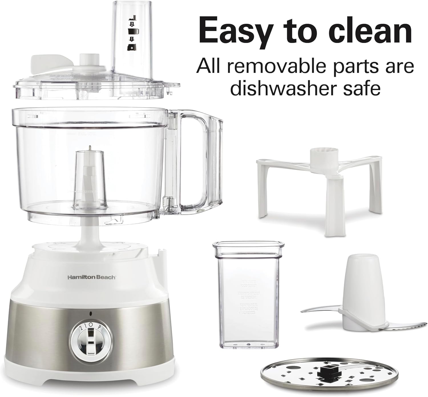 Hamilton Beach Food Processor & Vegetable Chopper for Slicing, Shredding, Mincing, and Puree, 10 Cups + Easy Clean Bowl Scraper, White and Stainless Steel (70733)9
