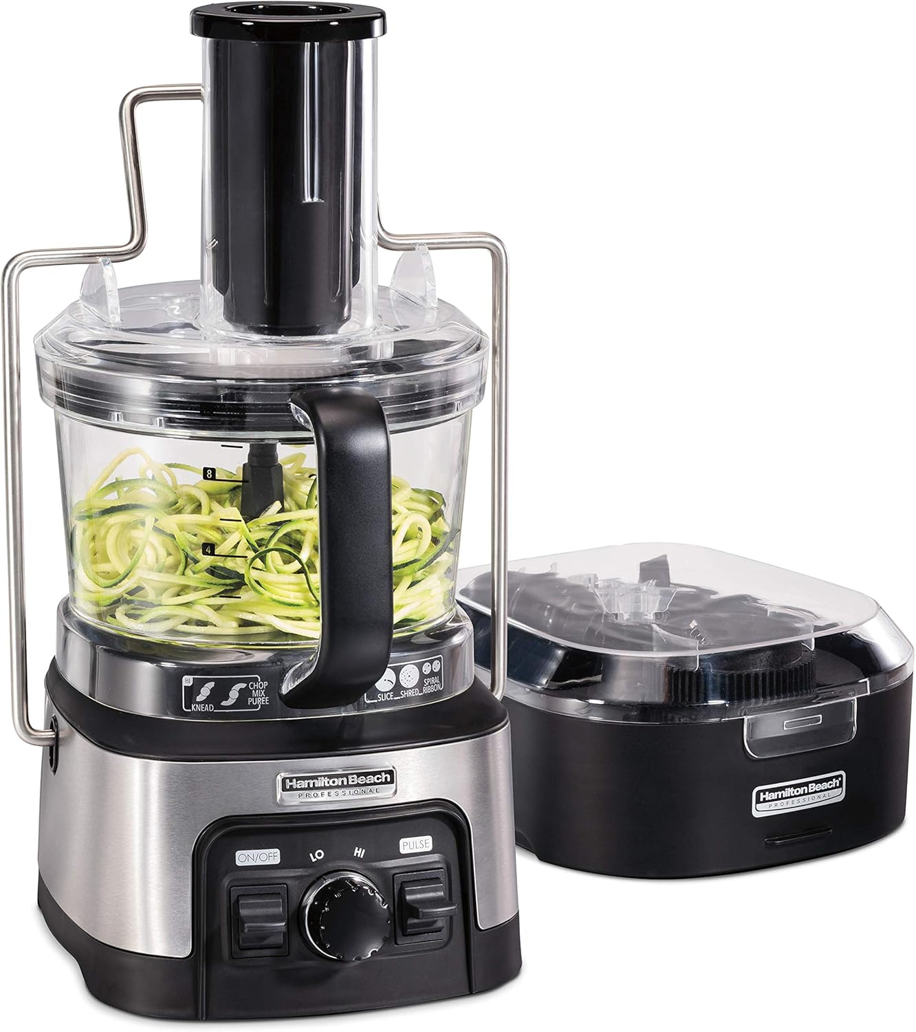 Hamilton Beach Professional Stack & Snap Food Processor & Veggie Spiralizer for Slicing, Shredding and Kneading, Extra-Large 3 Feed Chute Fits Whole Vegetables, 12 Cups, Stainless Steel (70815) Hamilton Beach Professional Stack & Snap Food Processor & Veggie Spiralizer for Slicing, Shredding and Kneading, Extra-Large 3" Feed Chute Fits Whole Vegetables, 12 Cups, Stainless Steel (70815)