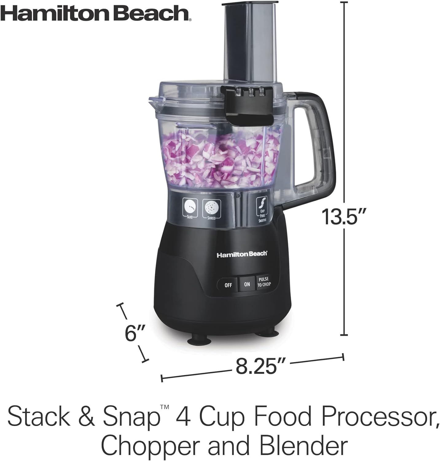 Hamilton Beach Stack & Snap 4-Cup Mini Food Processor & Vegetable Chopper, 250 Watts, for Slicing, Shredding, and Puree, Black (70510)11