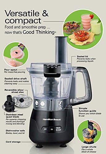 Hamilton Beach Stack & Snap 4-Cup Mini Food Processor & Vegetable Chopper, 250 Watts, for Slicing, Shredding, and Puree, Black (70510)12