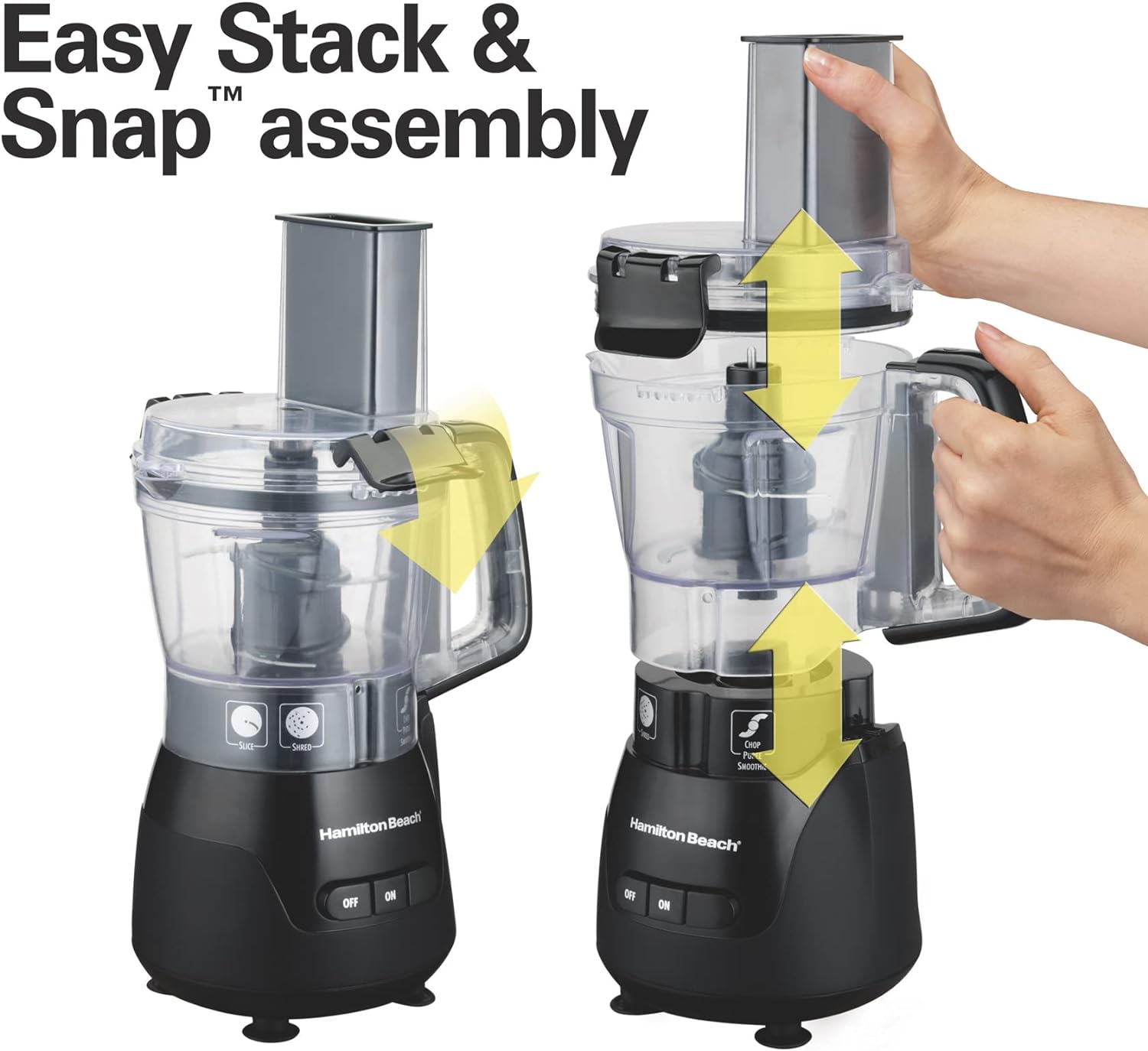 Hamilton Beach Stack & Snap 4-Cup Mini Food Processor & Vegetable Chopper, 250 Watts, for Slicing, Shredding, and Puree, Black (70510)6