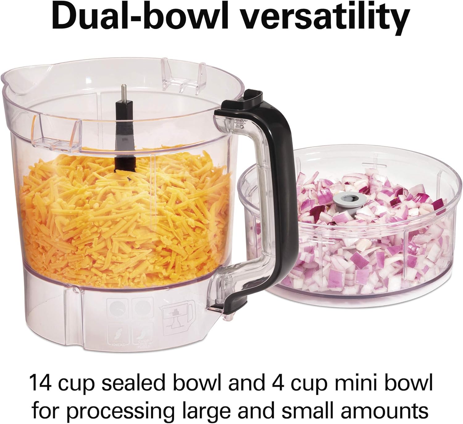 Hamilton Beach Stack & Snap Food Processor and Vegetable Chopper, BPA Free, Stainless Steel Blades, 14 Cup + 4-Cup Mini Bowls, 3-Speed 500 Watt Motor, Black (70585)1