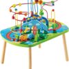 Hape Jungle Adventure Railway Table | Kids Bead Maze Puzzle Table with Accessories, African Scene Graphics, Child Sized Table for Individual and Group Play