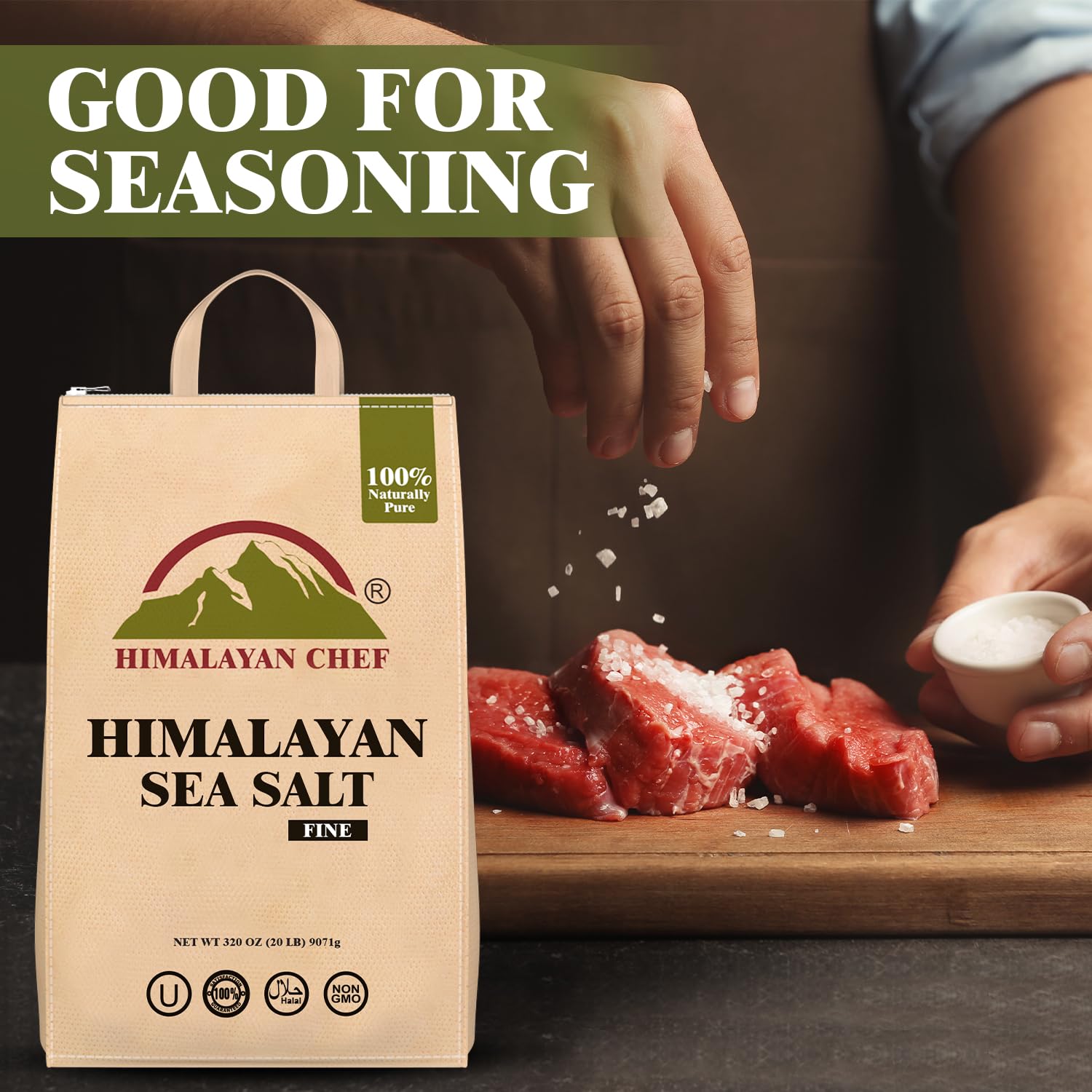 Himalayan Chef Gourmet Sea Salt, Fine Grain 320 Ounce, Classic Sea Salt, All-Natural & Pure, Unrefined, Gluten Free, Sea Salt for Daily Cooking, 20 lbs Each, Pack of 211