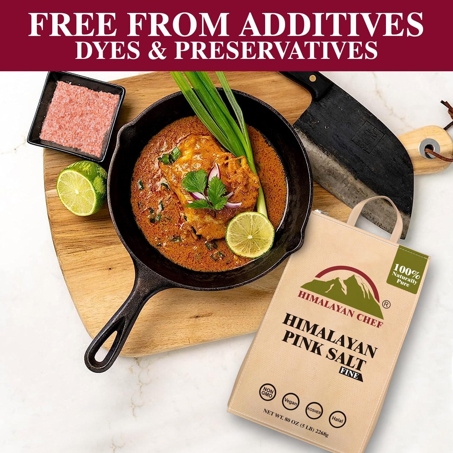 Himalayan Chef Pink Himalayan Salt - 15 lbs. (3 x 5 Pound Bags) Fine Grain, Bulk Bag, Non-GMO, Vegan & Kosher Certified, Food Graded with Rich 84 Minerals9