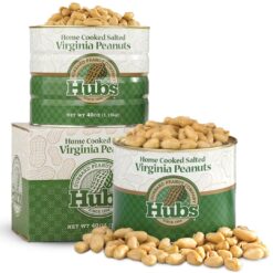 Hubs Peanuts Premium Salted Virginia Nuts - Irresistible Crunch & Flavored Nuts - Non-GMO, Gluten Free - XXL Peanuts from Top 1% Crop - Reusable Tin - Perfect Snack for Any Occasion - 2 x 40oz Cans