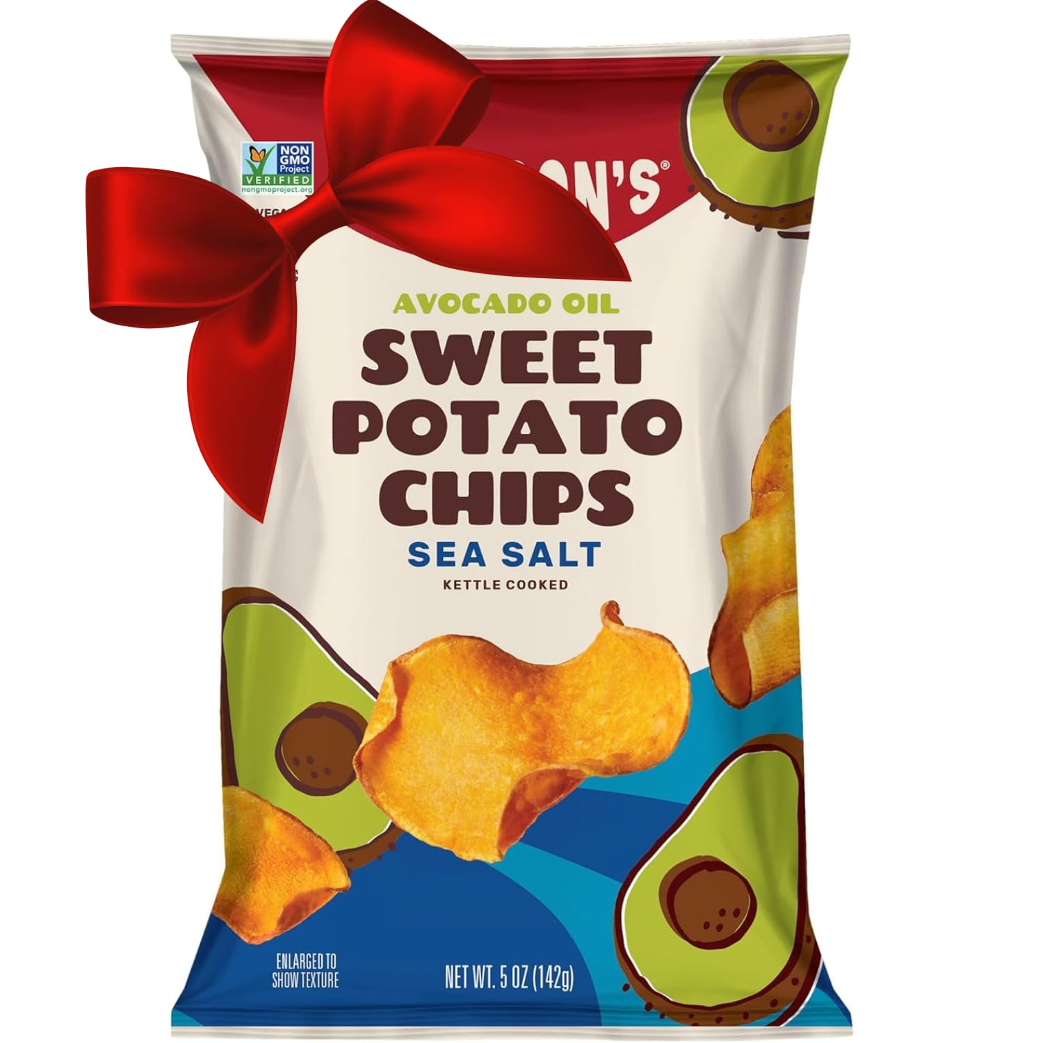 Jackson’s Sweet Potato Kettle Chips with Sea Salt made with Premium Avocado Oil (5 oz, Pack of 7) - Allergen-friendly, Gluten Free, Peanut Free, Vegan, Paleo Friendly - Shark Tank Product Jackson’s Sweet Potato Kettle Chips with Sea Salt made with Premium Avocado Oil (5 oz, Pack of 7) - Allergen-friendly, Gluten Free, Peanut Free, Vegan, Paleo Friendly - Shark Tank Product