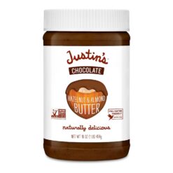 Justin's Chocolate Hazelnut and Almond Butter, Organic Cocoa, No Stir, Gluten-free, Responsibly Sourced, 16 Ounce Jar (6 Pack)