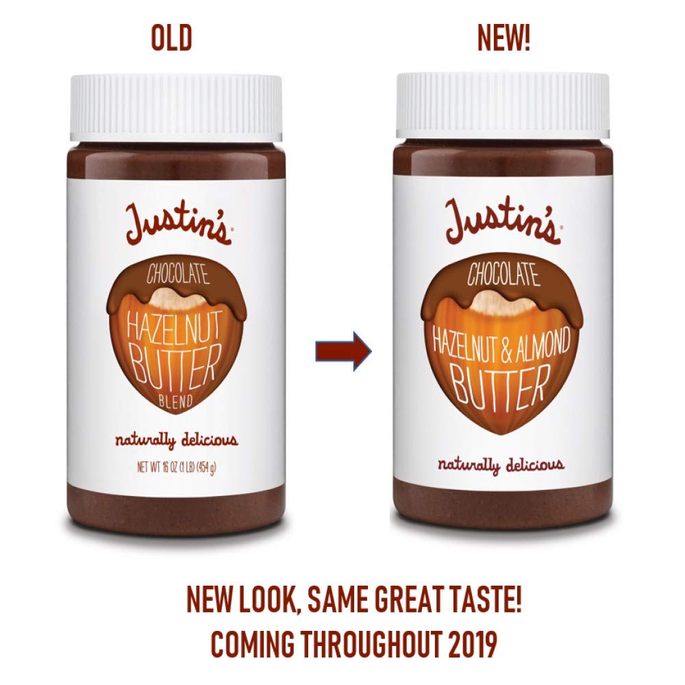 Justin's Chocolate Hazelnut and Almond Butter, Organic Cocoa, No Stir, Gluten-free, Responsibly Sourced, 16 Ounce Jar (6 Pack)=