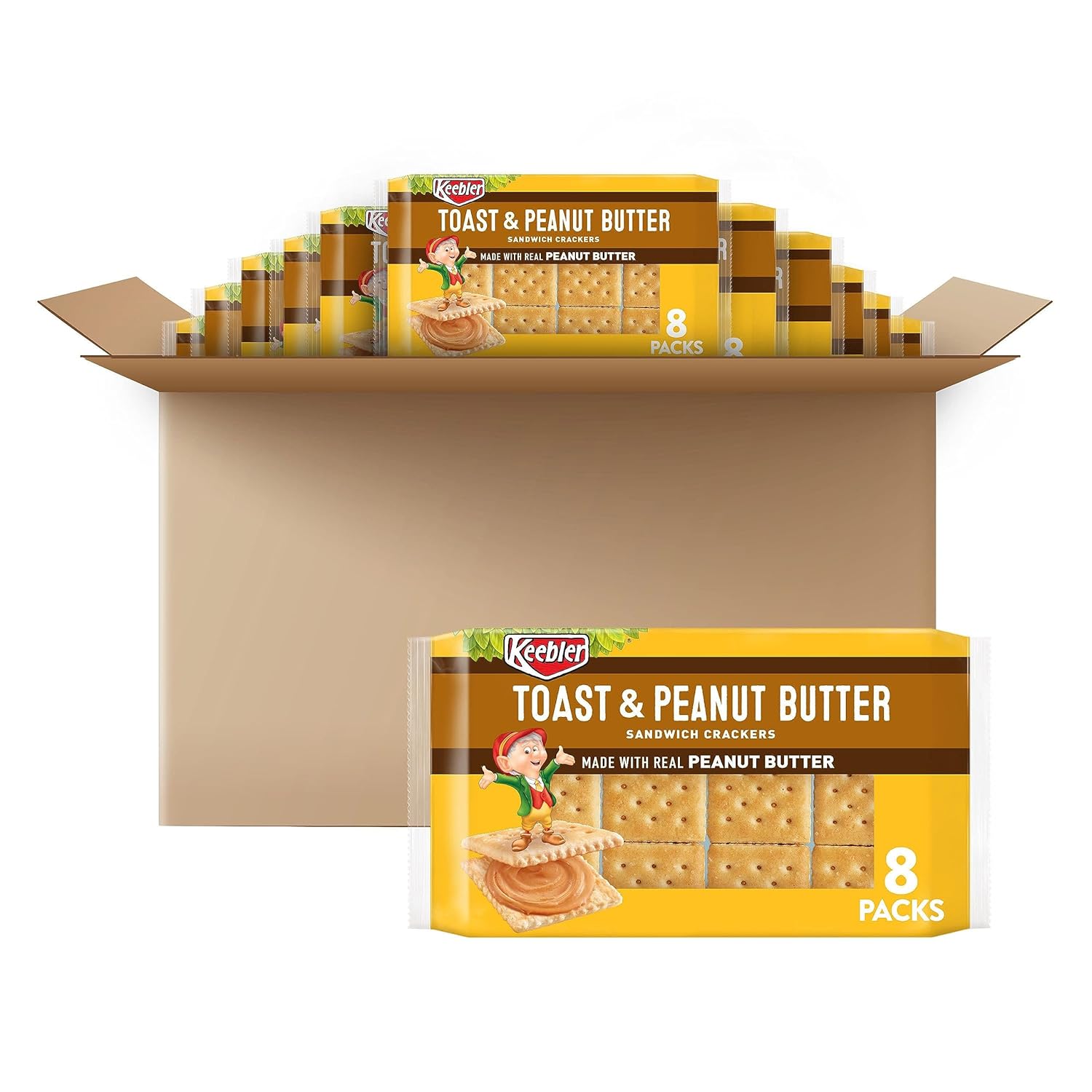Keebler Sandwich Crackers, Single Serve Snack Crackers, Office And Kids Snacks, Toast And Peanut Butter (12 Trays, 96 Packs) Keebler Sandwich Crackers, Single Serve Snack Crackers, Office And Kids Snacks, Toast And Peanut Butter (12 Trays, 96 Packs)