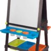 KidKraft Wooden Storage Easel with Dry Erase and Chalkboard Surfaces, Children's Art Furniture - Espresso, Gift for Ages 3+
