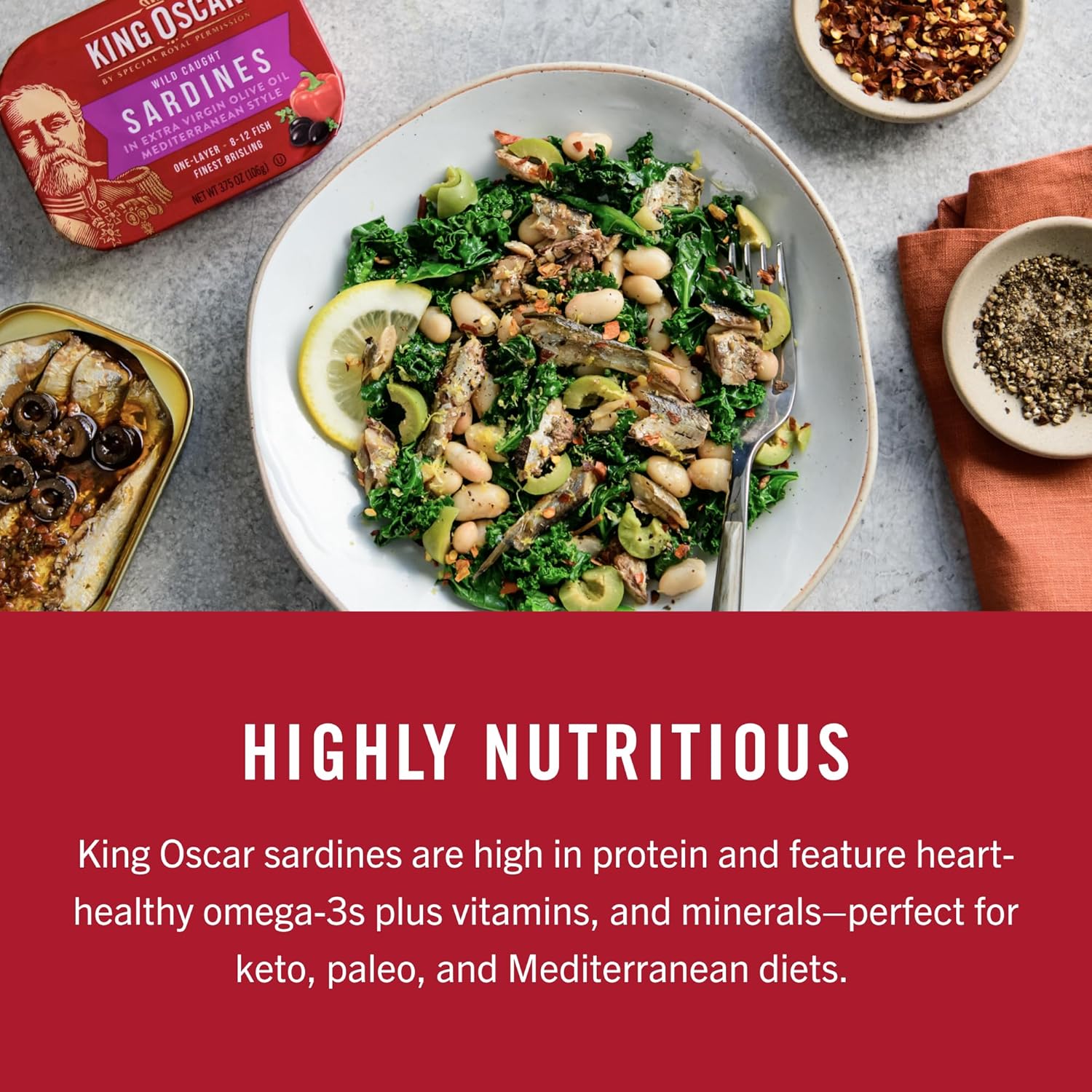 King Oscar Sardines Extra Virgin Olive Oil, 3.75-Ounce Cans (Pack of 12)8