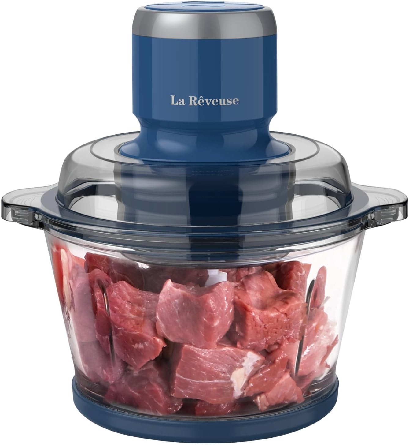 La Reveuse Food Processor,Electric Food Chopper with 7-Cup (1.7L) Glass Bowl, 4 Bi-Level Blades for Chopping,Grinding,Mincing,Whisking,Meal Prep,300W,Blue La Reveuse Food Processor,Electric Food Chopper with 7-Cup (1.7L) Glass Bowl, 4 Bi-Level Blades for Chopping,Grinding,Mincing,Whisking,Meal Prep,300W,Blue