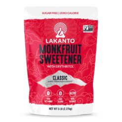 Lakanto Monk Fruit Sweetener With Erythritol, White Sugar Substitute From Monk Fruit Extract, Classic White Sugar Replacement for Baking, Coffee & Tea, Gluten Free, Low Carb, Non GMO, Keto, 5 LB Bag