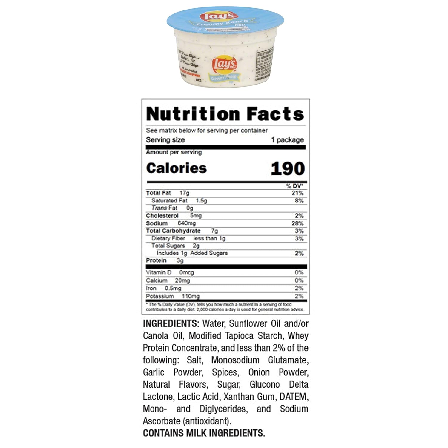 Lay's Dip Cups, Creamy Ranch, 3.7 Ounce (Pack of 30)0