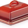 Le Creuset Stoneware European Butter Dish, Cerise