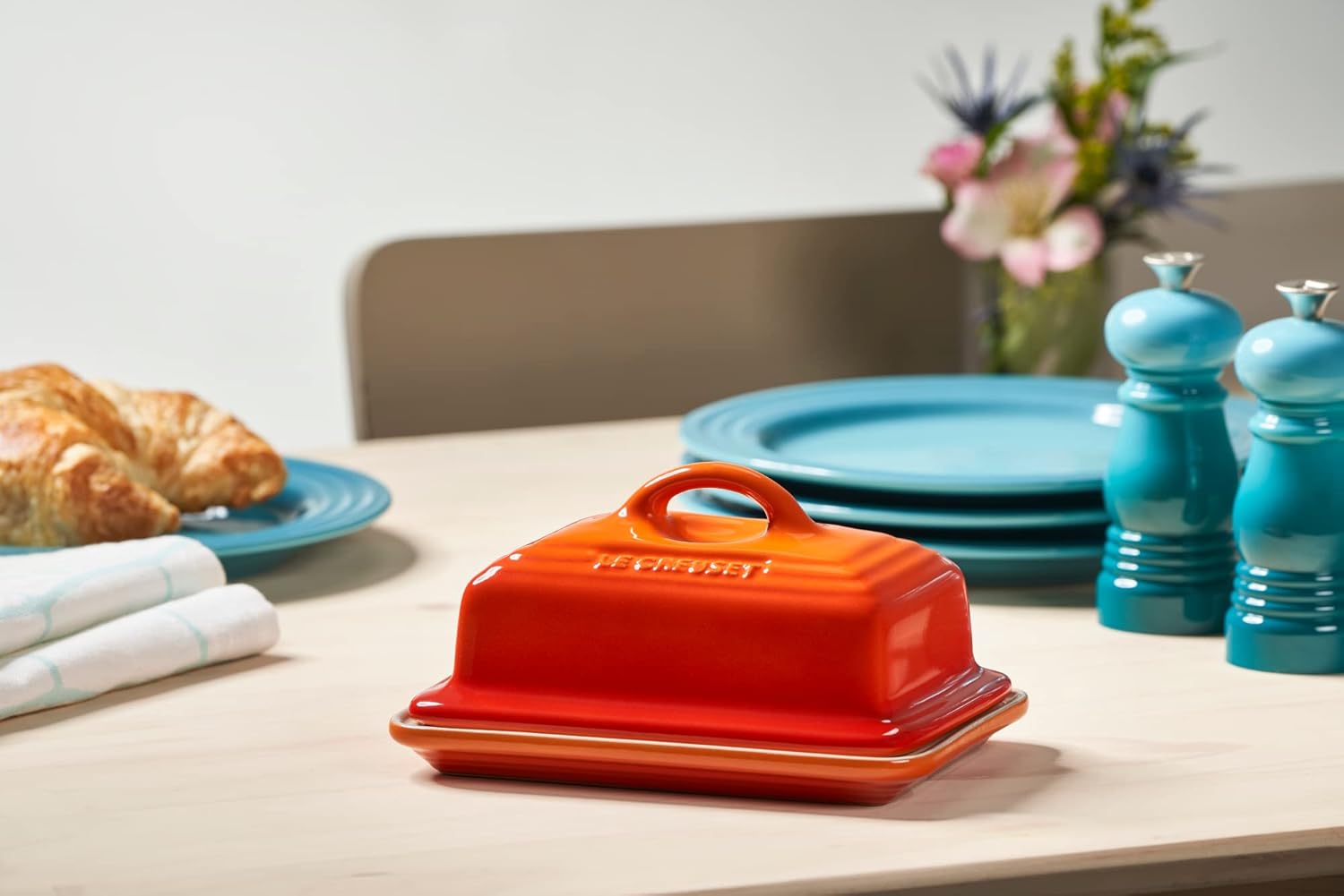 Le Creuset Stoneware European Butter Dish, Flame1