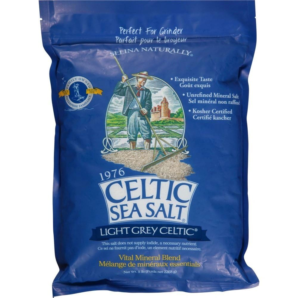 Light Grey Celtic Sea Salt 5 Pound Resealable Bag – Additive-Free, Delicious Sea Salt, Perfect for Cooking, Baking and More - Gluten-Free, Non-GMO Verified, Kosher and Paleo-Friendly Light Grey Celtic Sea Salt 5 Pound Resealable Bag – Additive-Free, Delicious Sea Salt, Perfect for Cooking, Baking and More - Gluten-Free, Non-GMO Verified, Kosher and Paleo-Friendly
