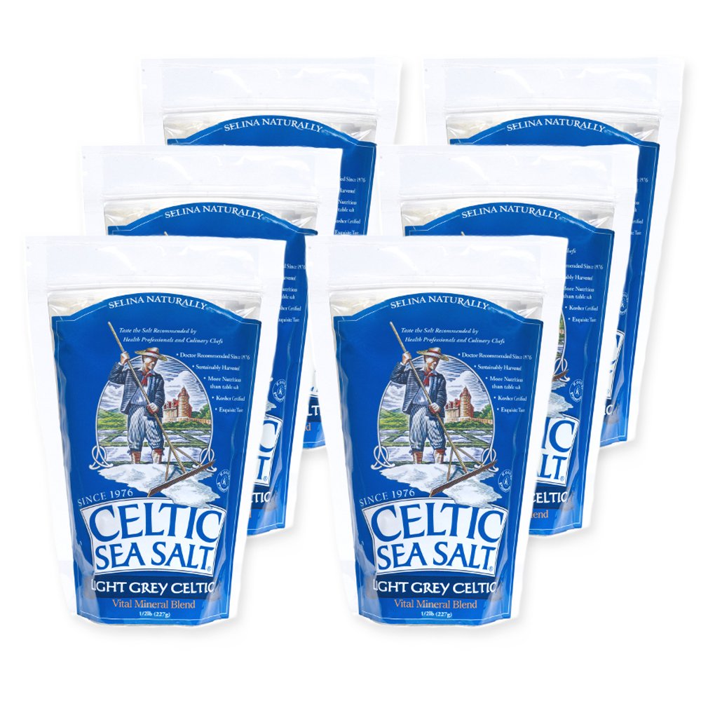 Light Grey Celtic Sea Salt Resealable Bags – Additive-Free, Delicious Sea Salt, Perfect for Cooking, Baking and More - Gluten-Free, Non-GMO Verified, Kosher and Paleo-Friendly, 1 2 Pound Bag (6 Count) Light Grey Celtic Sea Salt Resealable Bags – Additive-Free, Delicious Sea Salt, Perfect for Cooking, Baking and More - Gluten-Free, Non-GMO Verified, Kosher and Paleo-Friendly, 1/2 Pound Bag (6 Count)
