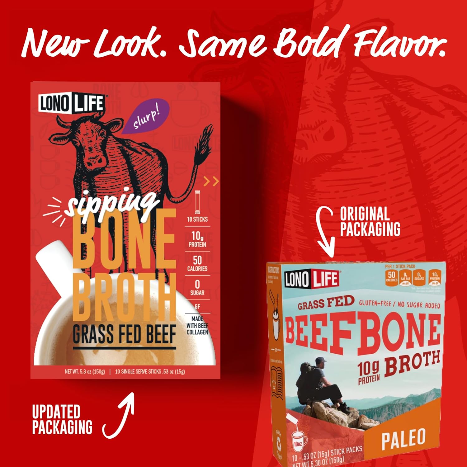 LonoLife Beef Bone Broth Powder Mix Grass-Fed, 10g Protein Collagen-Rich, Keto & Paleo Friendly Natural Ingredients 8oz Bulk Container (15 Servings)3
