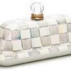 MACKENZIE-CHILDS Enamel Butter Box, Cute Lidded Enamel Butter Dish, Gray-and-White Sterling Check