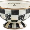 MACKENZIE-CHILDS Enamel Colander, Decorative Kitchen Strainer, Small, Black-and-White Courtly Check